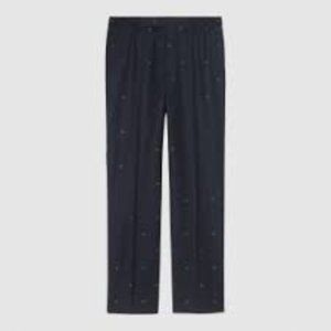 Gucci Wool Jacquard Pants in Dark Blue